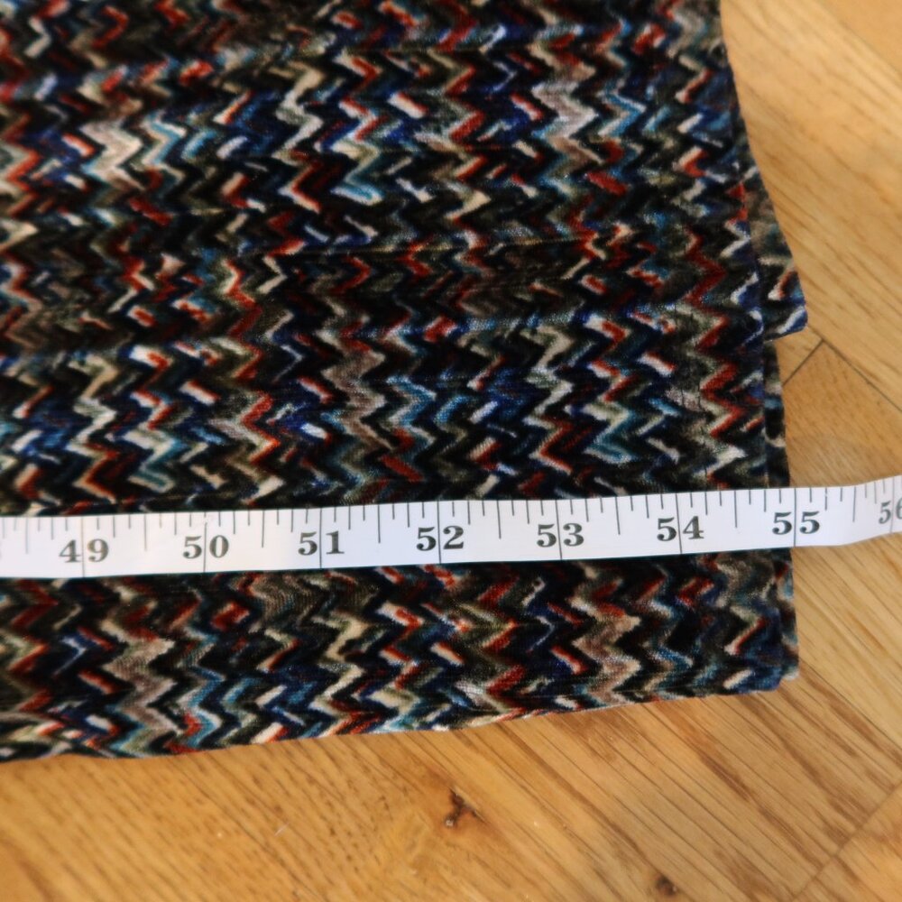 STRETCH VELVET VELOUR MAXI DRESS long faux wrap multicolor chevron print evening - Picture 11 of 11
